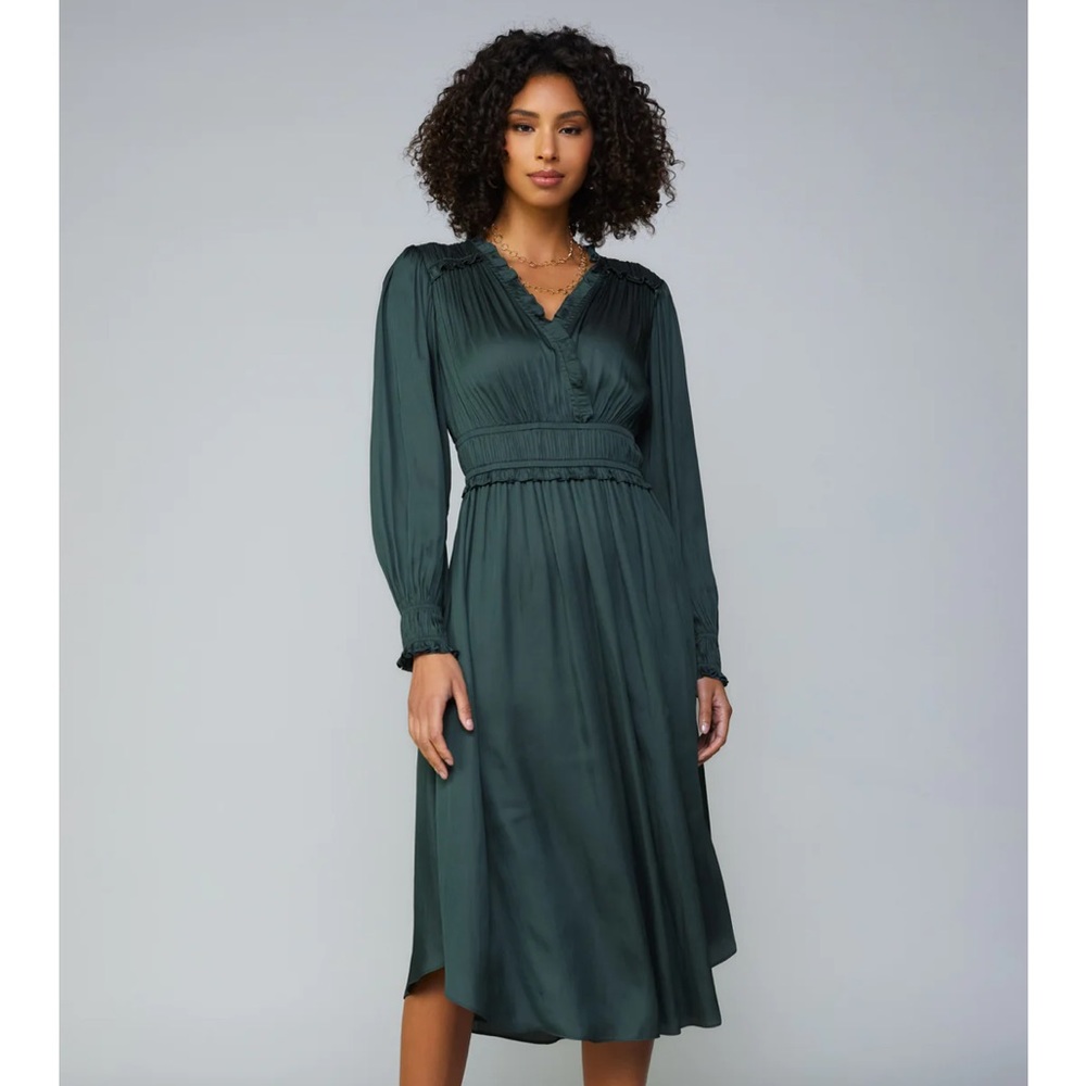 Forest Green Current Air Surplice Bodice Midi Dress NWOT